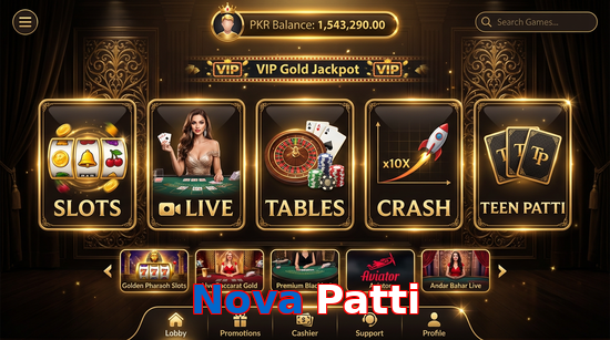 Main screen of Nova Patti casino page for PK players